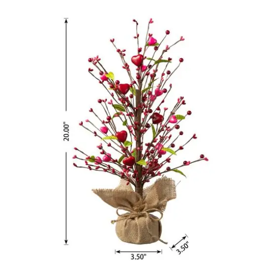 Glitzhome&reg; 20" Valentine's Berry Heart Table Tree {9}