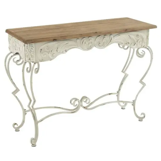 White Farmhouse Metal Console Table, 32" x 42" {3}