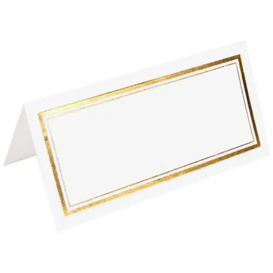 JAM Paper Double Metallic Border Fold-Over Wedding Table Place Cards, 100ct. White with Silver Double Border {2}