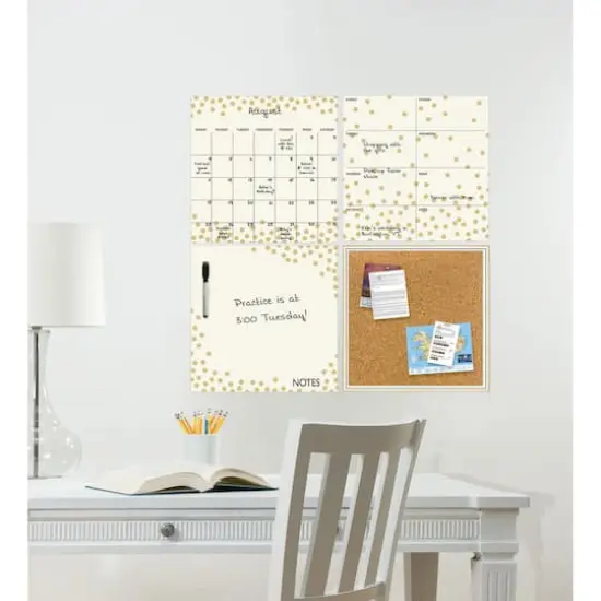 WallPops Gold Confetti Dry Erase Calendar & Corkboard Set {3}