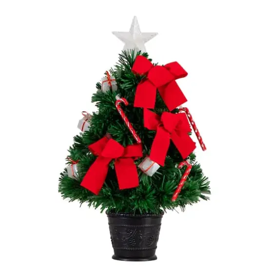 2ft. Fiber Optic Classic Star-Topped Artificial Christmas Tree in Decorative Planter {1}