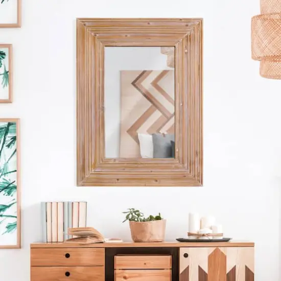 Natural Whitewash Wood Farmhouse Wall Accent Mirror - 30" x 40" {3}