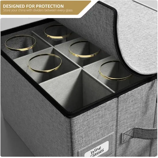 Sorbus 15.75" Gray Stemware Storage Chest {4}