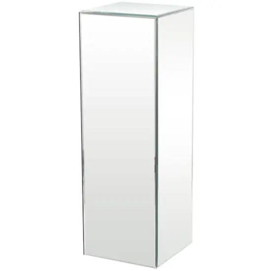 Silver Wood Mirrored Pedestal Table 10" x 10" x 30" {1}