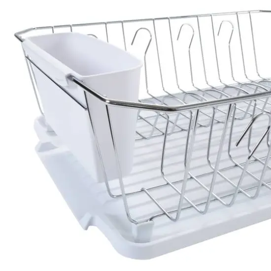 Kitchen Details White 3-Piece Chrome Dish Rack Set {7}