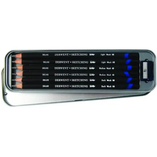 Derwent&reg; Water Soluble Sketching 6 Pencil Tin Set {4}