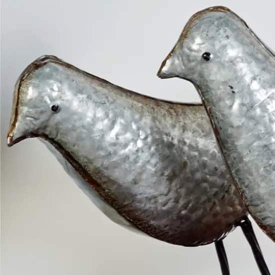 Gray Metal Farmhouse Bird Sculpture Set {4}