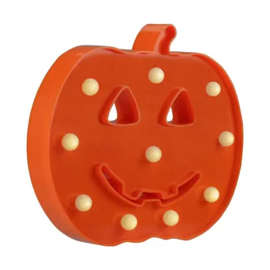 8.5" Orange Lighted Halloween Jack-o-Lantern Marquee Decoration {4}
