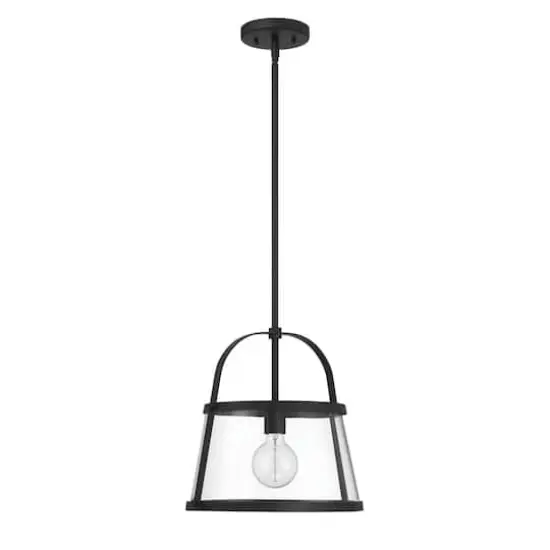 Hello Honey&reg; Fallon Black Vintage Metal & Clear Glass Ceiling Light {10}