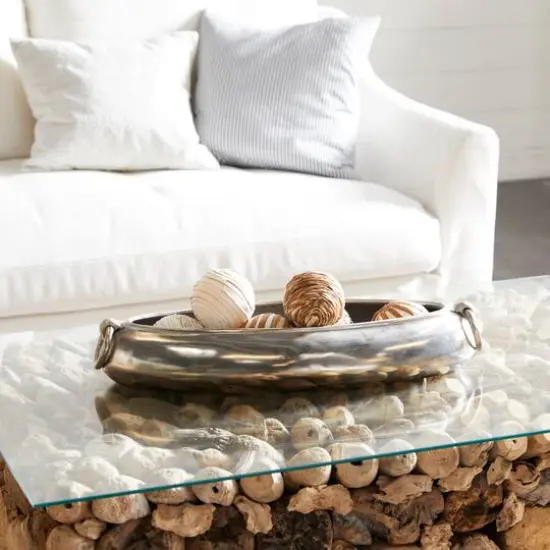 24" Silver Aluminum Contemporary Elongated Bowl {6}