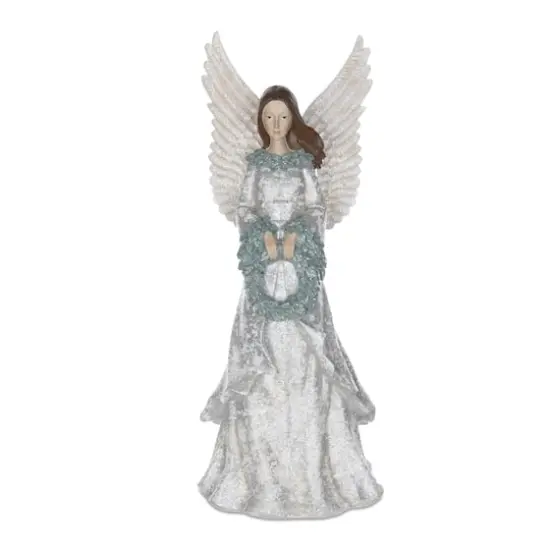 18.5" Winter Angel Figurine with Wreath {1}