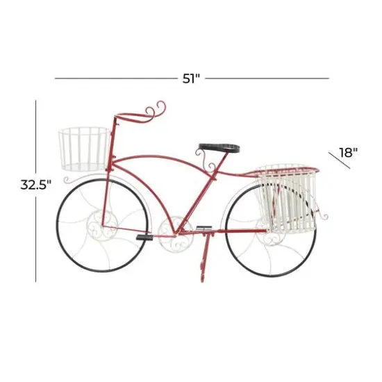 52" Red Metal Farmhouse Bicycle Planter {7}