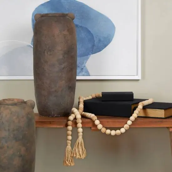 21" Brown Ceramic Distressed Terra Cotta Vase {9}