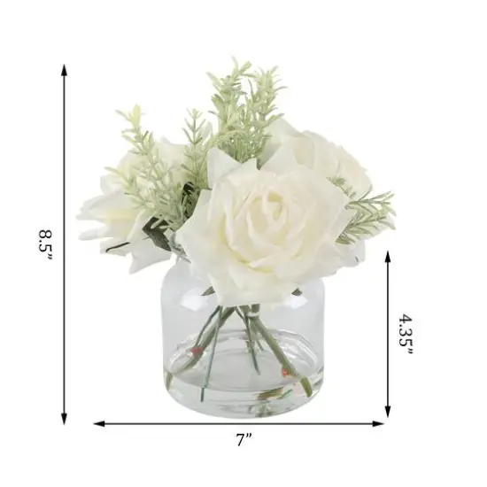 Flora Bunda&reg; 8.5" Real-Touch Rose Arrangement in Glass Vase {4}