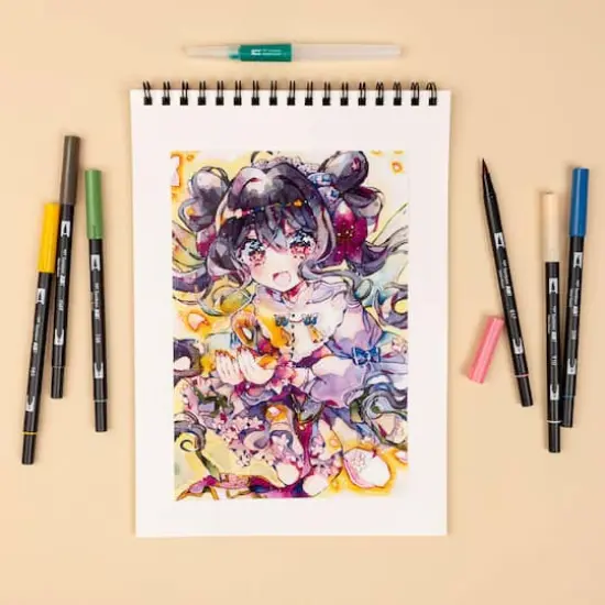 Tombow Flowers Manga Illustration Dual Brush Pen Art Set {9}