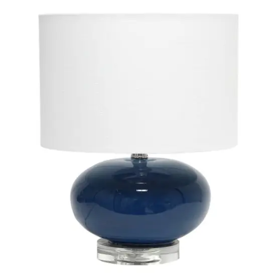 Lalia Home 15.25" Ovaloid Glass Table Lamp with White Shade Blue {1}