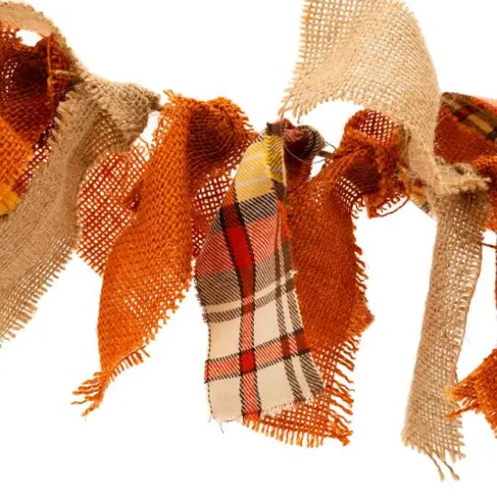 Glitzhome&reg; 6ft. Fall Plaid Fabric Garland {8}