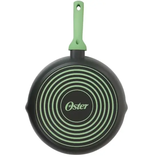 Oster Rigby 12'' Green Aluminum Nonstick Frying Pan with Pouring Spouts {3}