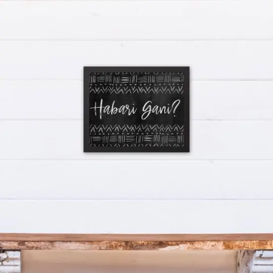 Chalkboard Habari Gani Black Framed Canvas {5}
