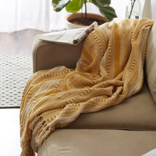 DII&reg; Honey Gold Braided Stripe Throw {7}