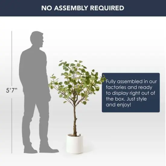 American Art Decor 4ft. Realistic Artificial Eucalyptus Tree in White Pot {7}