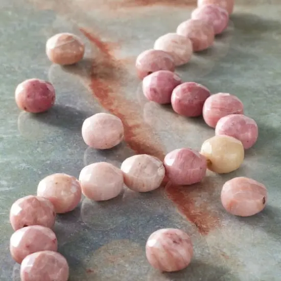 Pink Rhodonite Faceted Coin Beads, 8mm by Bead Landing&trade; {3}