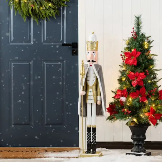 Glitzhome® 42"H Wooden Christmas Gold Dressed King Nutcracker {3}