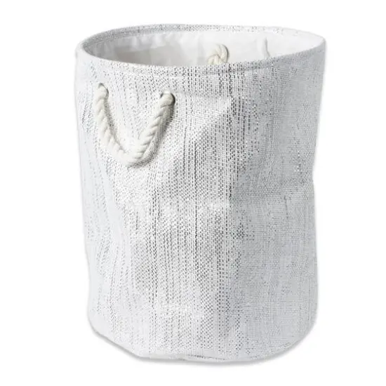 DII&reg; 17" Woven Paper Lurex Storage Bin White and Silver {1}