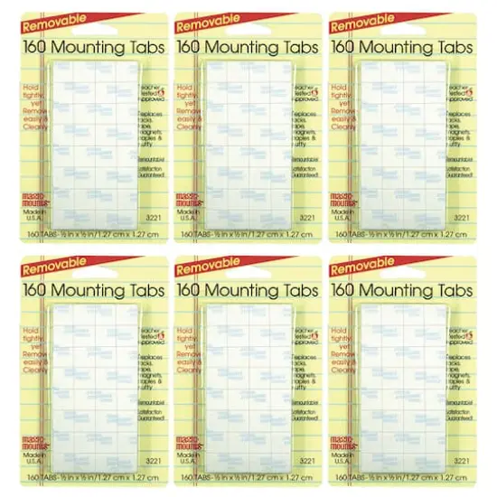 Magic Mounts&reg; 0.5" x 0.5" Removable Mounting Tabs, 6 Packs of 160 {1}