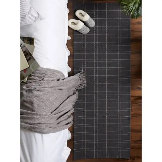 DII&reg; Variegated Plaid Recycled Yarn Floor Runner, 2ft. x 3" x 6ft. Mineral Plaid {7}