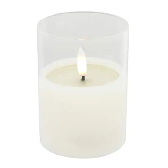 4" LED Glass Wax Flickering Candle by Ashland&reg; White {3}