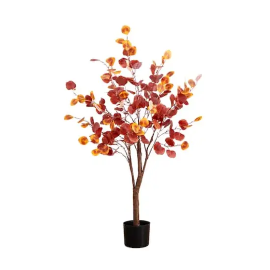 4ft. Pre-Lit LED Autumn Eucalyptus Artificial Fall Tree {1}