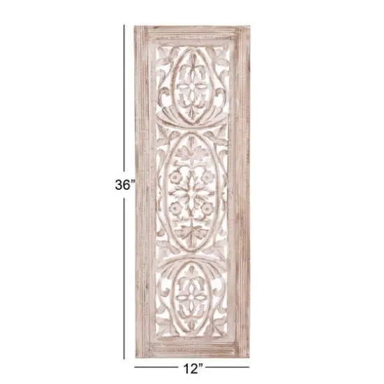 Cream Traditional Floral Mango Wood Wall D&eacute;cor {6}
