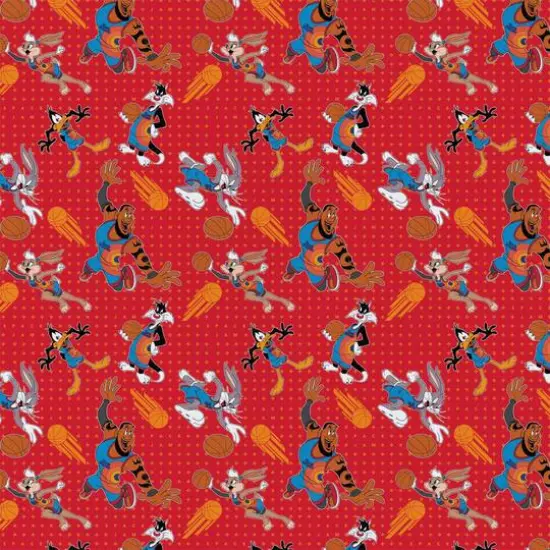 Space Jam Players Tonal Red Precut Cotton Fabric {1}