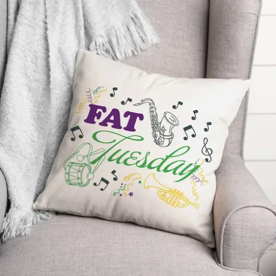 Fat Tuesday Mardi Gras Throw Pillow {4}