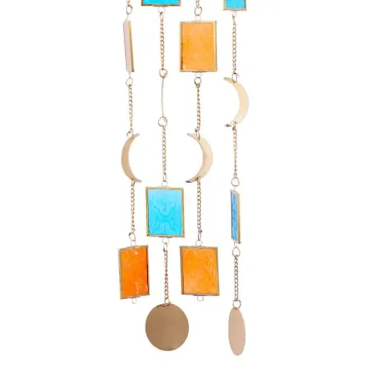 Gold Contemporary Moon and Sun Windchime, 8" x 2" x 41" {6}