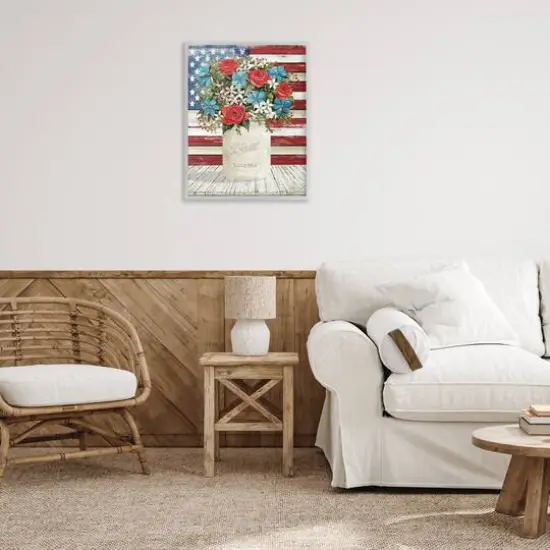 Stupell Industries Americana Flag Festive Bouquet Framed Giclee Art Gray {3}