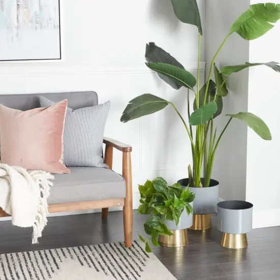 Grey Modern Planter, Set of 3" 11", 10", 9" {9}