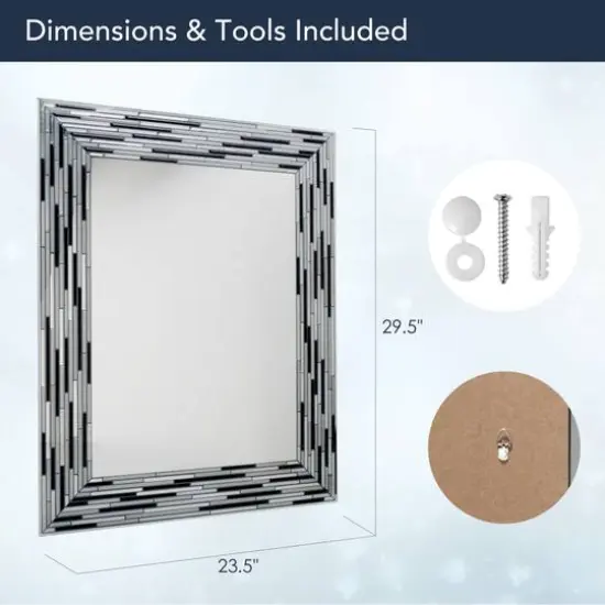 Head West Frameless Reeded Mosaic Printed Wall D&eacute;cor Mirror Black {9}