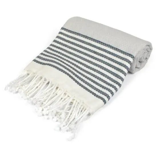 DII&reg; Navy Stitched Stripe Fouta Towel {4}