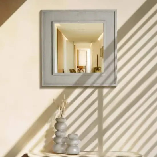 American Art Decor Sea Spray Grey Wash Framed Mirror - 24"x 24" {4}