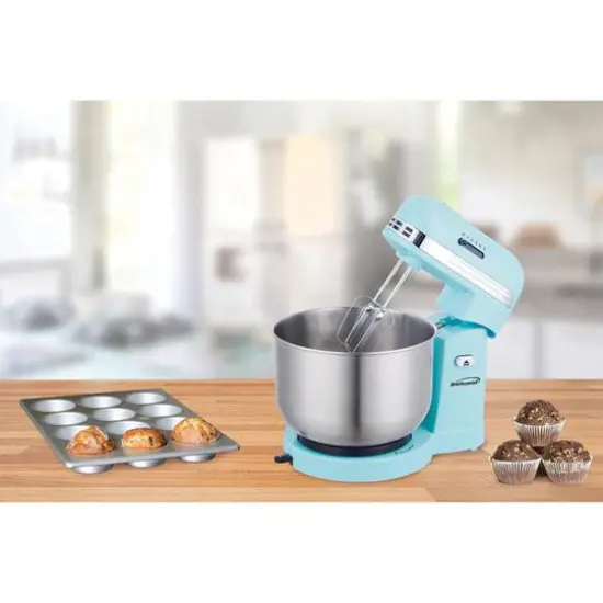 Brentwood 5-Speed Blue Stand Mixer with 3qt. Stainless Steel Mixing Bowl {9}