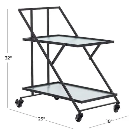 Black Iron Industrial Bar Cart, 32" x 25" x 18" {9}