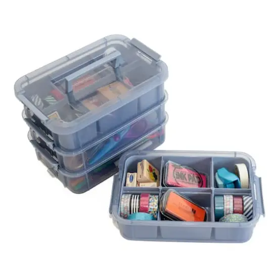 Everything Mary Four Tray Plastic Storage Organizer Blue {4}