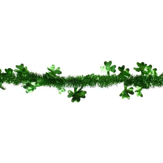 2ft. Green St. Patrick's Day Irish Shamrock Tinsel Unlit Garland  {4}