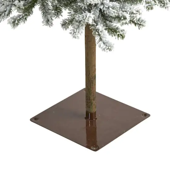 6ft. Pre-Lit Flocked Alpine Artificial Christmas Tree, Clear LED Lights {5}