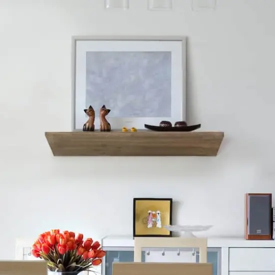 Small Natural Wedge Wood Floating Wall Shelf {3}