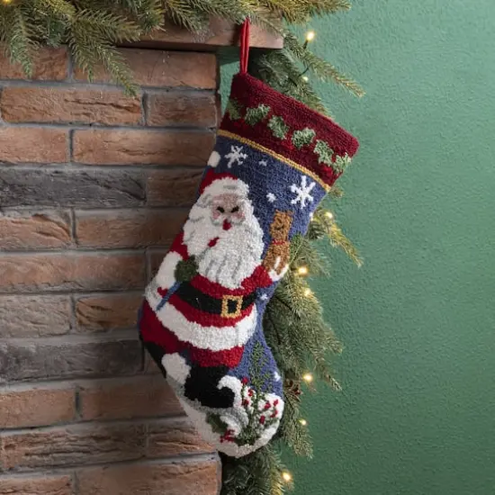 Glitzhome&reg; 19" Santa Hooked Stocking {3}