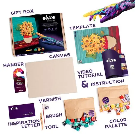 OKTO Sensory Art 3D Vincent Van Gogh Sunflowers Clay Painting Kit {3}