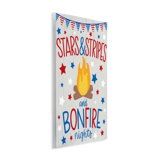Stupell Industries Stars Stripes and Bonfire Phrase Nights Americana Pride Wall Plaque Art {4}